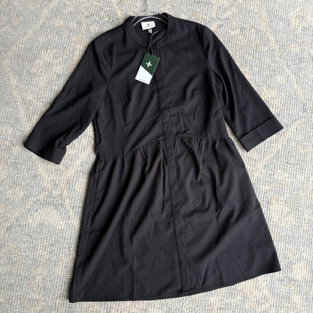 Tuckernuck Royal Shirt Dress Women's XXS Black Stretch Crepe Mini $148 Y24227T - Picture 2 of 14